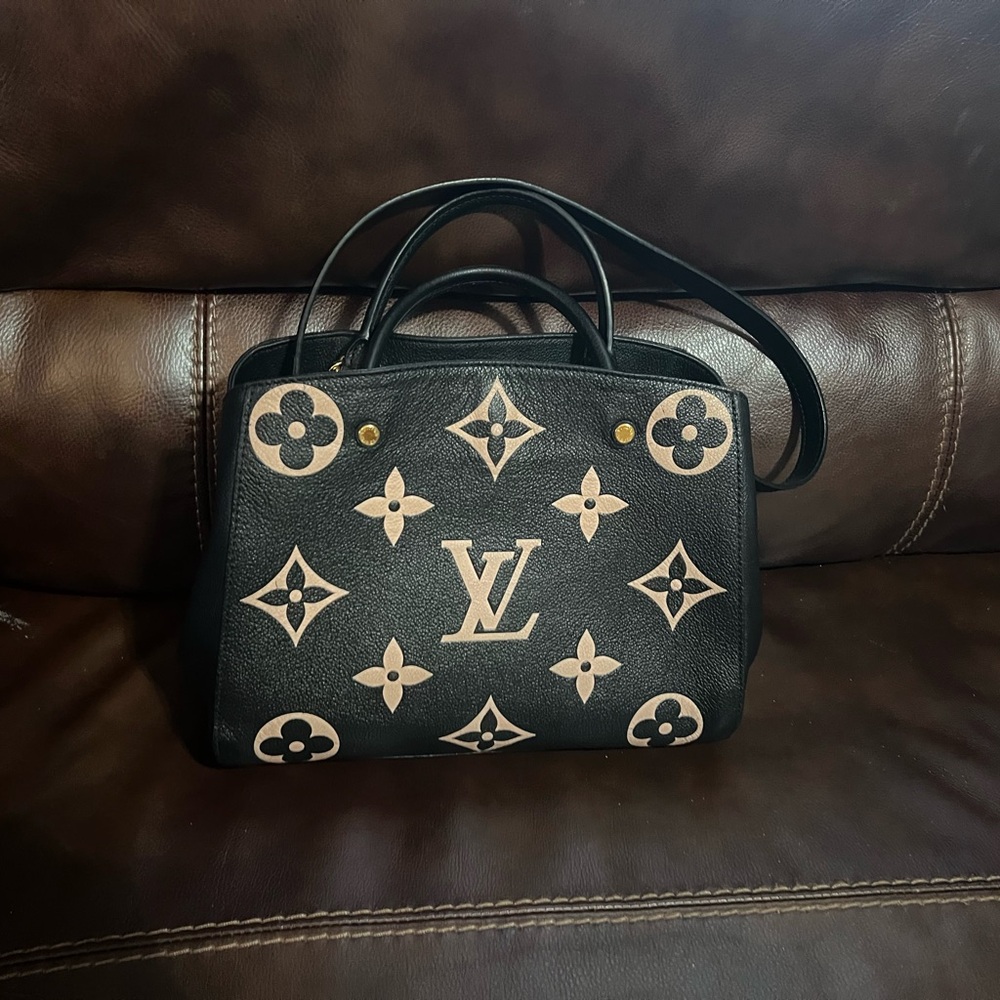 Louis Vuitton Montaigne Empreinte Gigante MM Black Beige